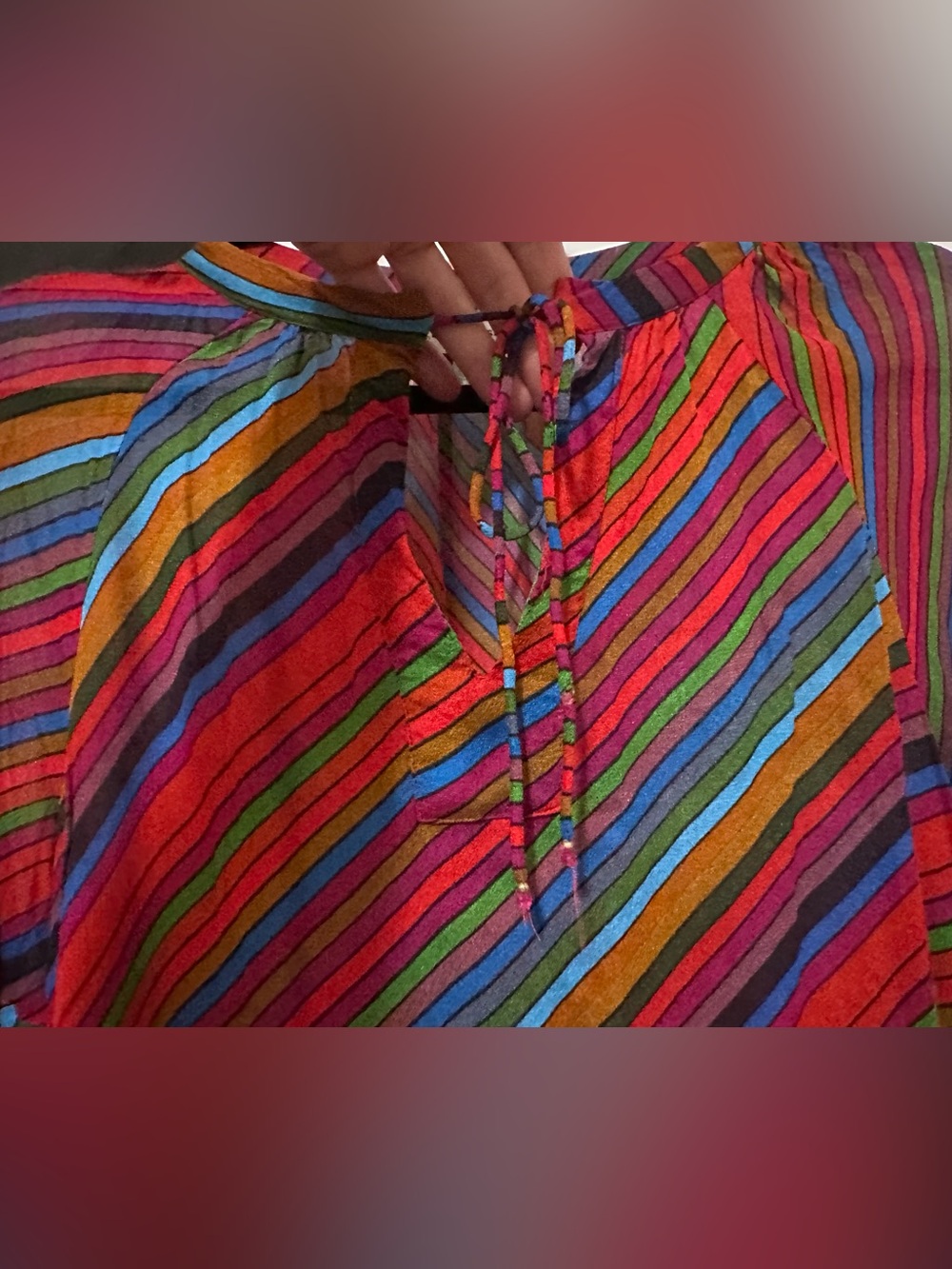 Anthropologie retro striped multicolor flowy peasant semi-sheer top- M - Picture 10 of 15